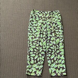 NWOT Talbots Stretch 8 Petite Stretch Brown, Green & White Capri Pant